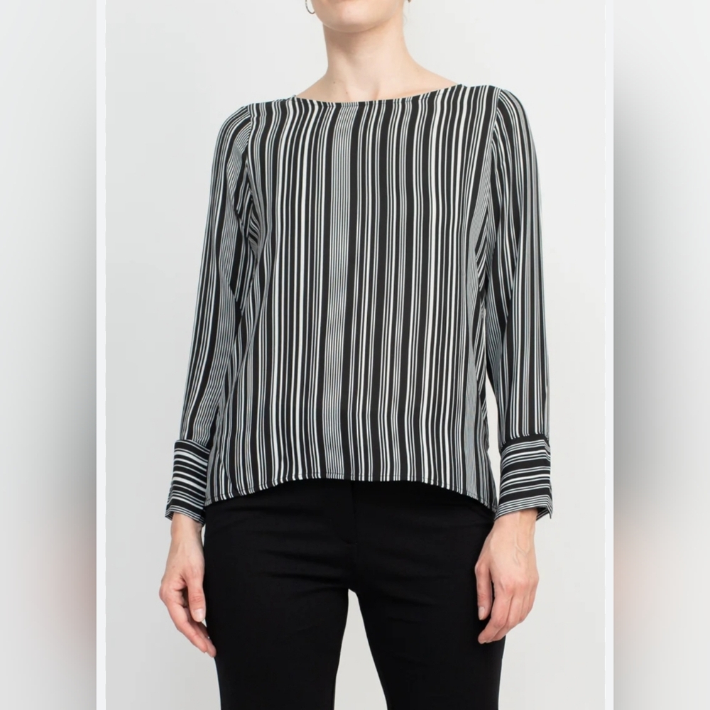 Long sleeve black and white blouse